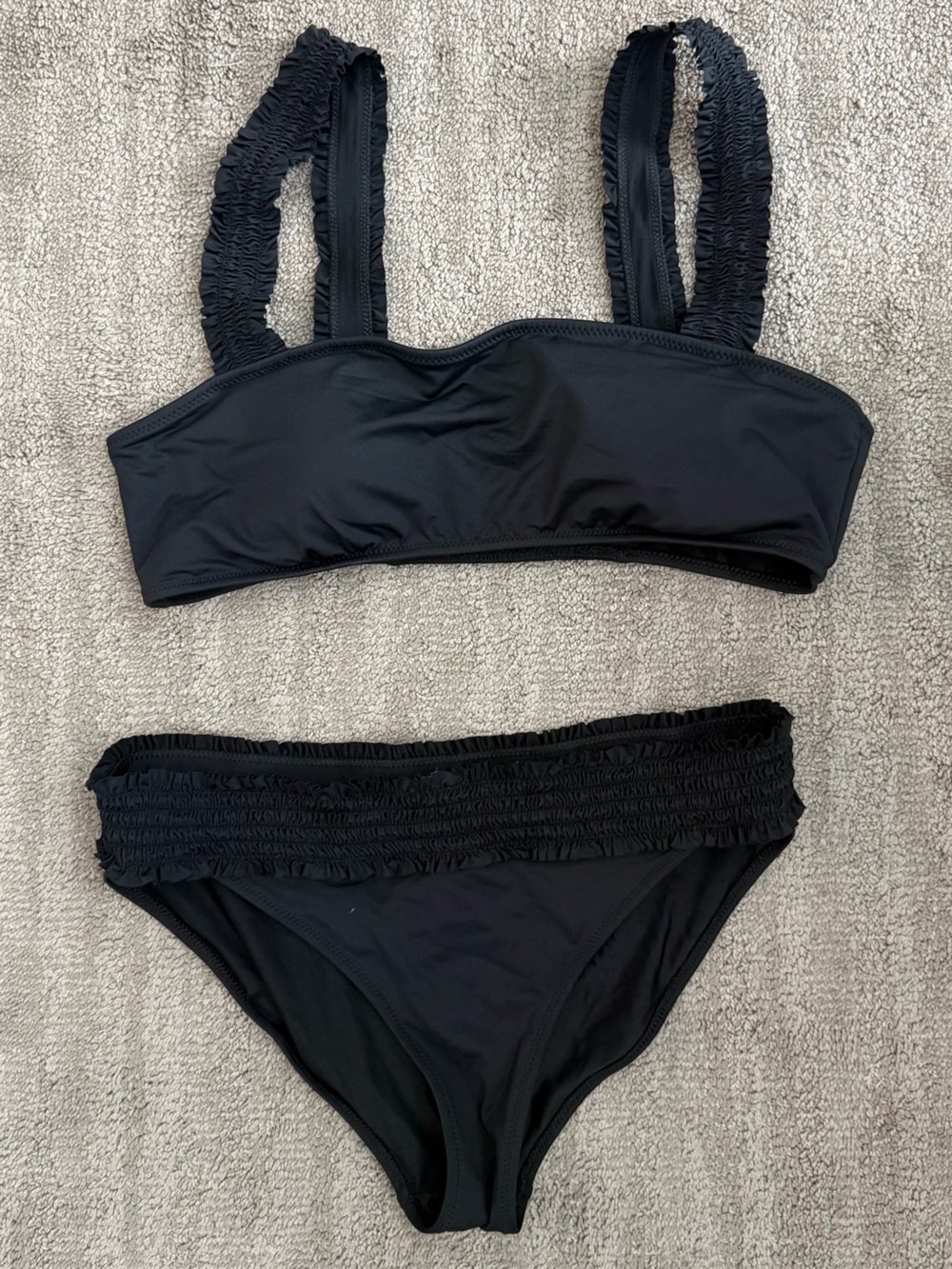 Black Women’s Vineyard Vines Smocked Strap Bikini Set - Swim